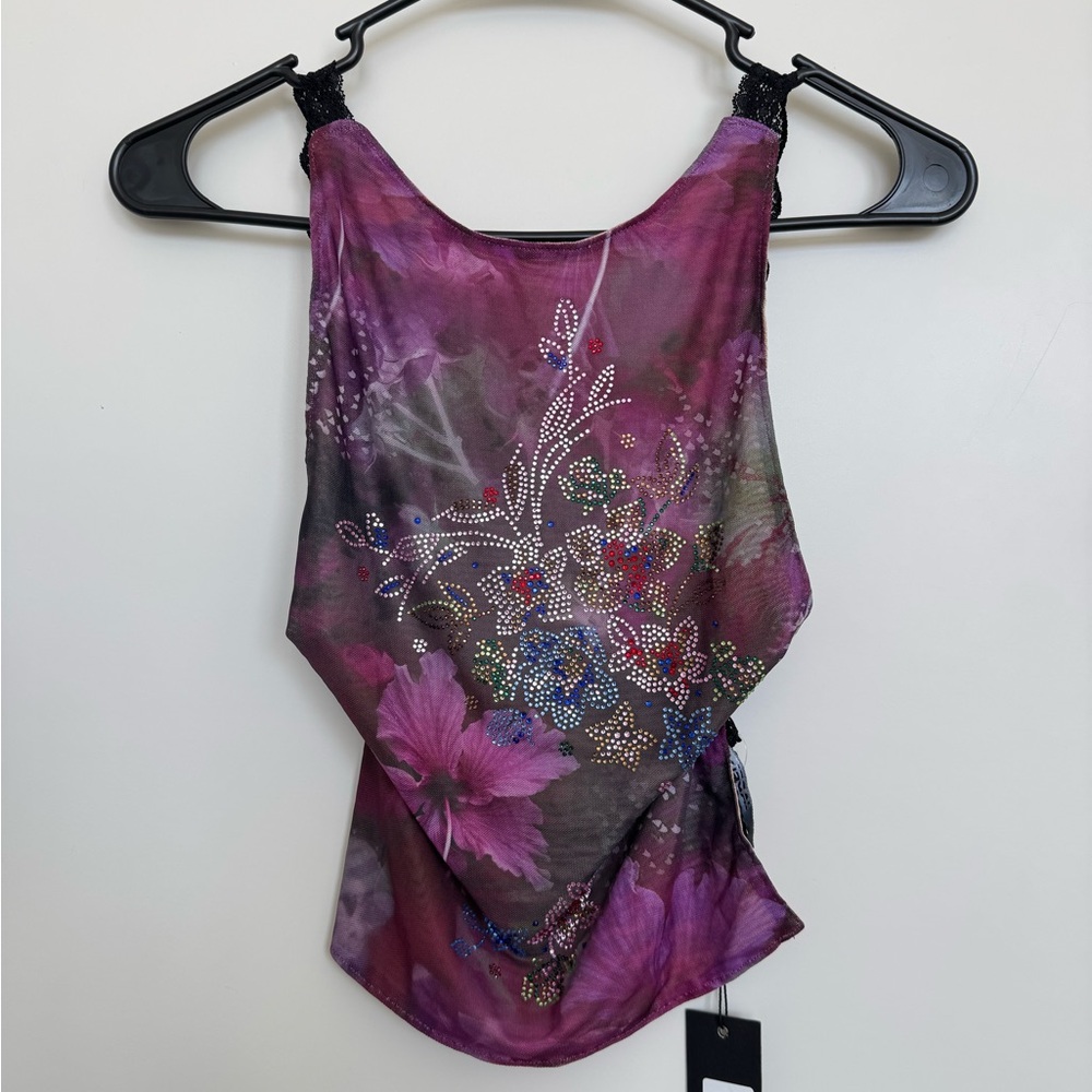 Jaded London Purple Floral Camisole with floral Embellishments new with tags